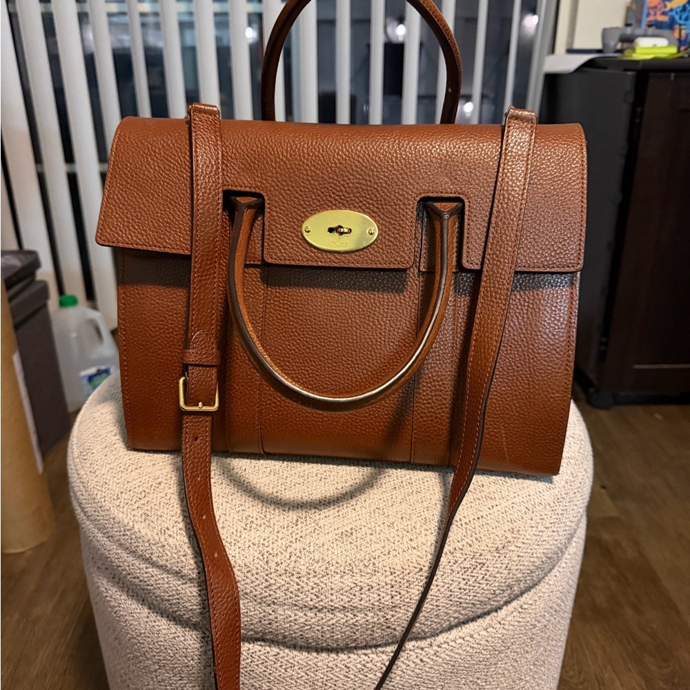 Mulberry Brown Pebbled Leather Top-Handle Satchel - Picture 2 of 8
